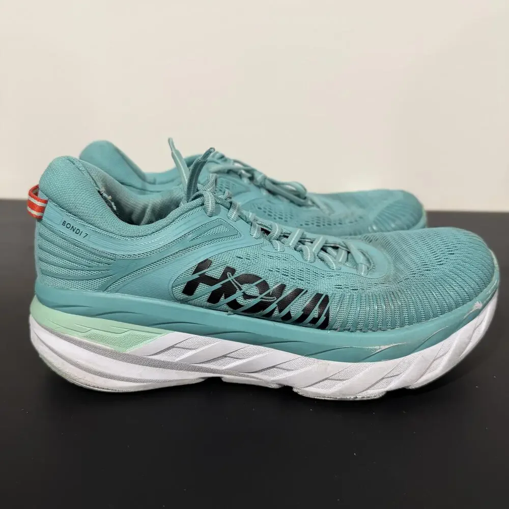 Hoka One One Bondi 7 Shoes Womens Size 8.5 Teal Running Max Cushion Road